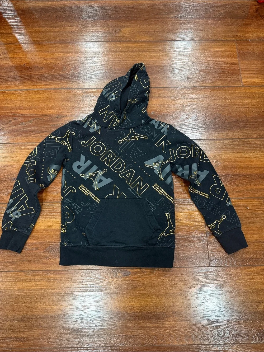 Jordan Men’s Black & Gold All-Over Logo Hoodie
